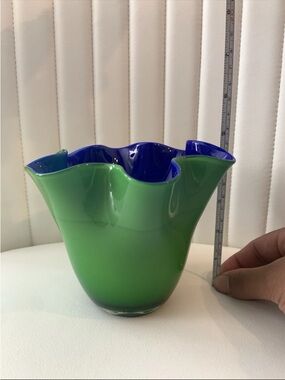 Green and Blue Handblown Art Glass Vase - Home Accents